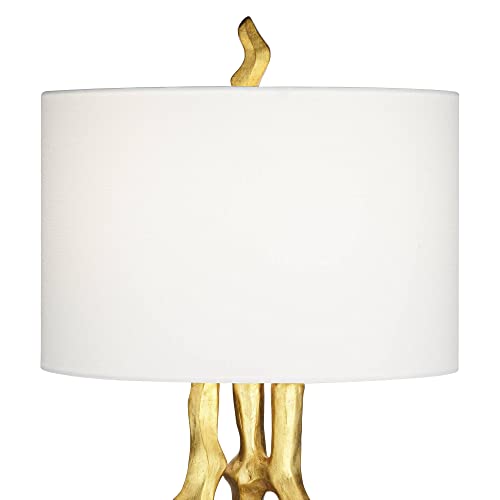 Modern Gold End Table Lamp with White Shade Z58928