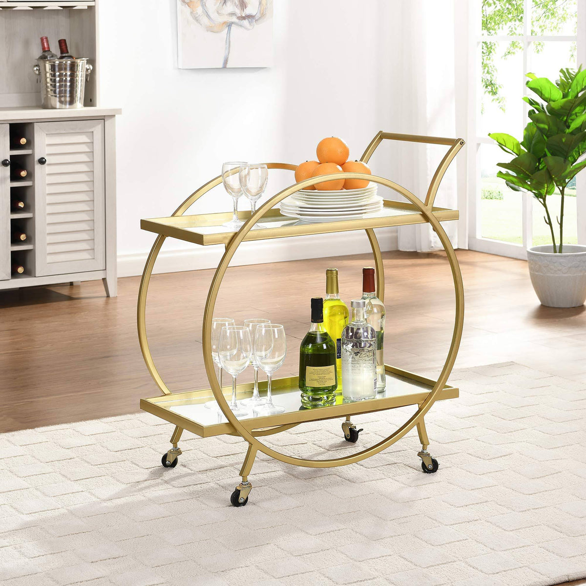 Gold Metal Bar Cart Y885