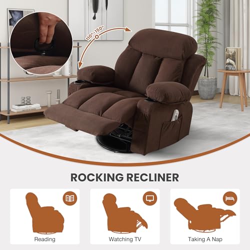 Grey Swivel Rocker Recliner Chair with Heat and Massage Z98918