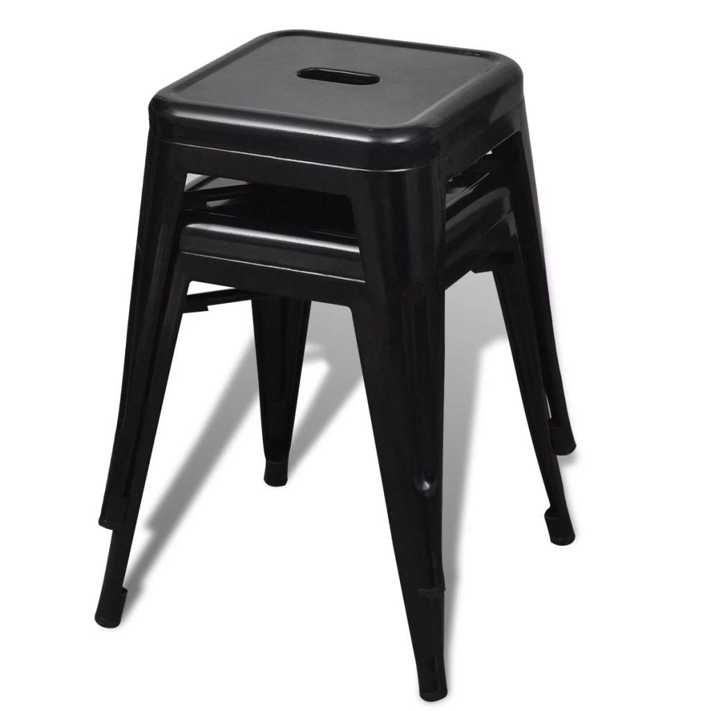 2 Pcs Stackable Metal Black Stools Y6053