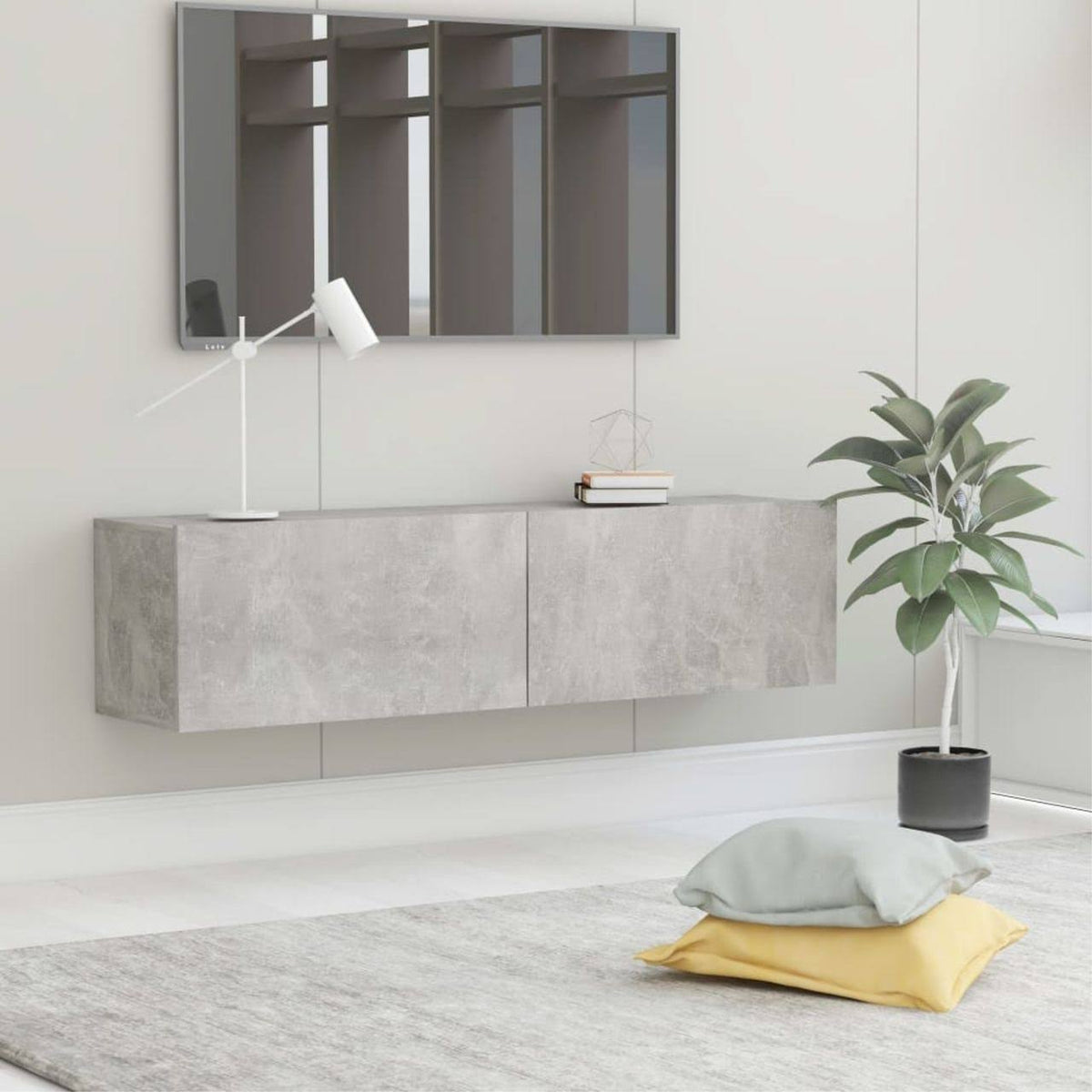 Concrete Gray Chipboard TV Cabinet J880917