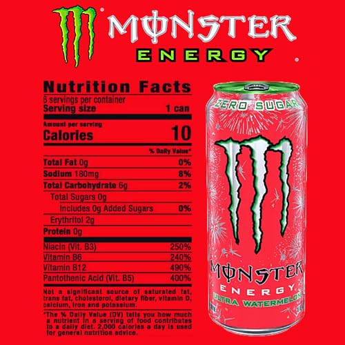 16 Fl oz Zero Sugar Energy Drink Variety Pack of 6 F3889