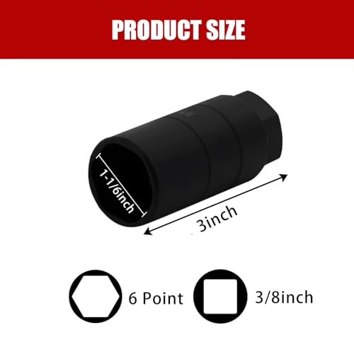 3" 3/8" Driver Deep Design Oil Pressure Sending Socket for 1" and 1 1/16" Switches (Black) Z760598
