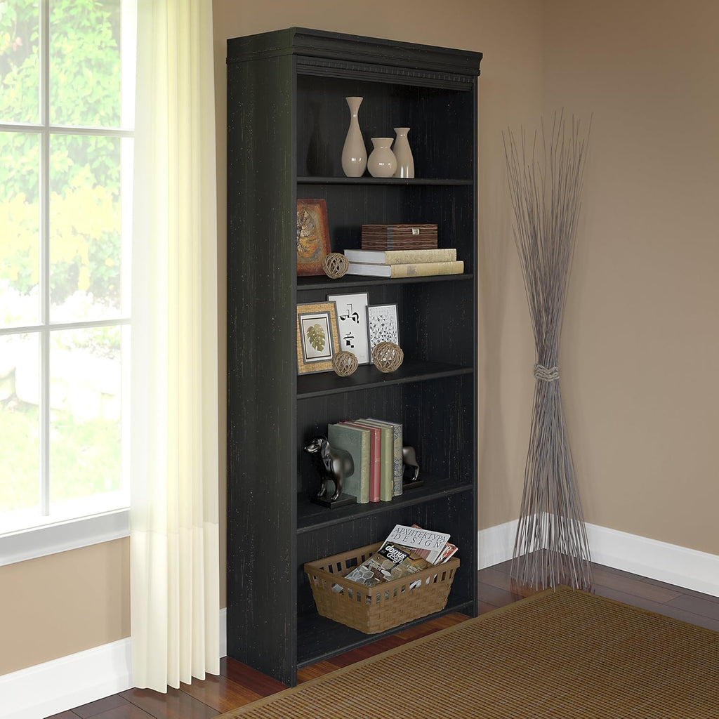 5 Shelf Bookcase in Antique Black G326