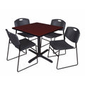 42x22 Square Breakroom Table & 4 Stack Chairs J758