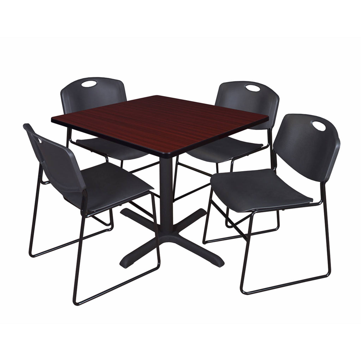 42x22 Square Breakroom Table & 4 Stack Chairs J758