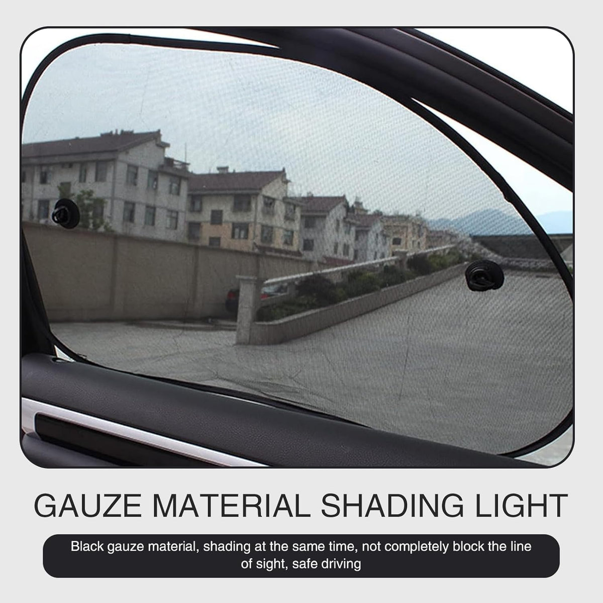 2 PCS 25.59" x 14.96" Black Breathable Mesh Car Window Sun Shade G383