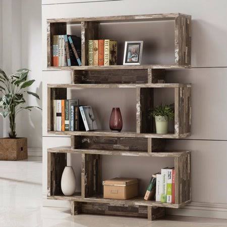 Brown Medium Geometric Bookcase G5588