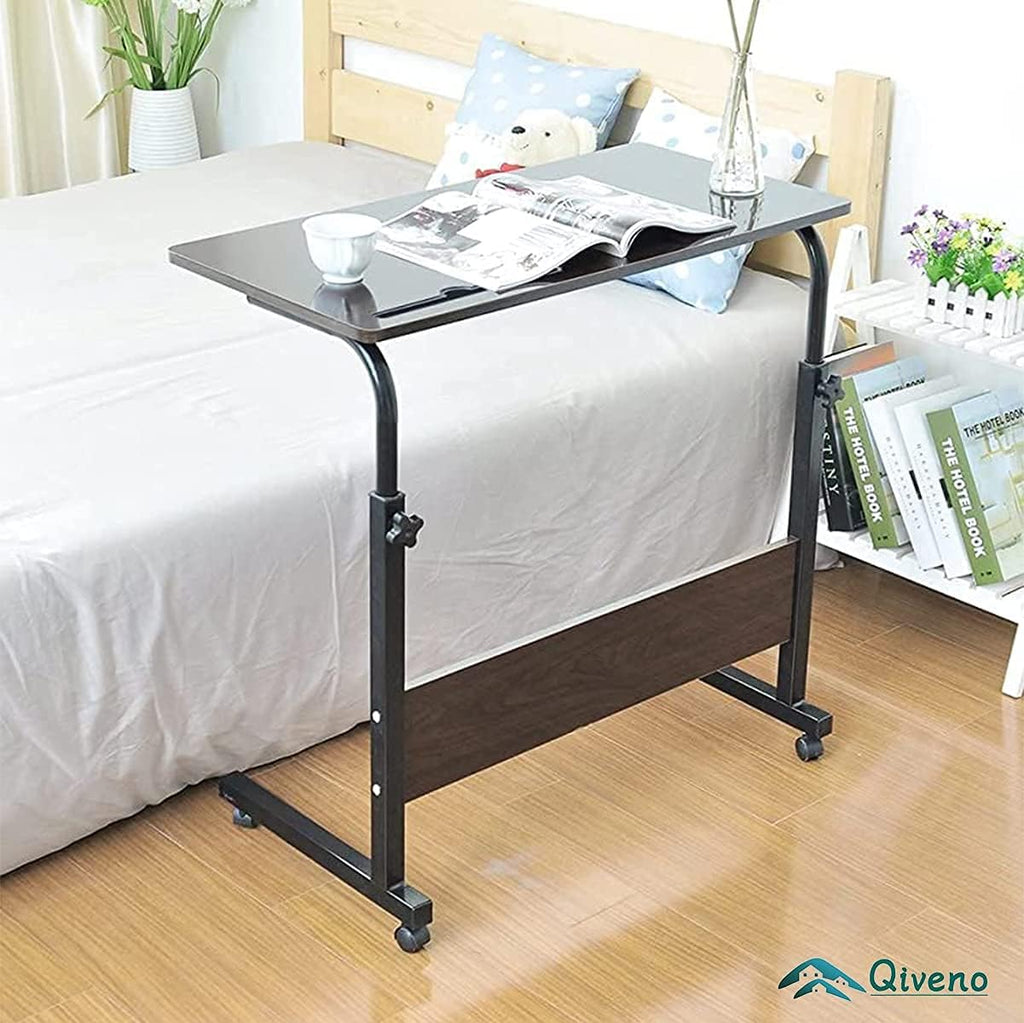 Height Adjustable Rolling Side Table with Wheels, Black N743472