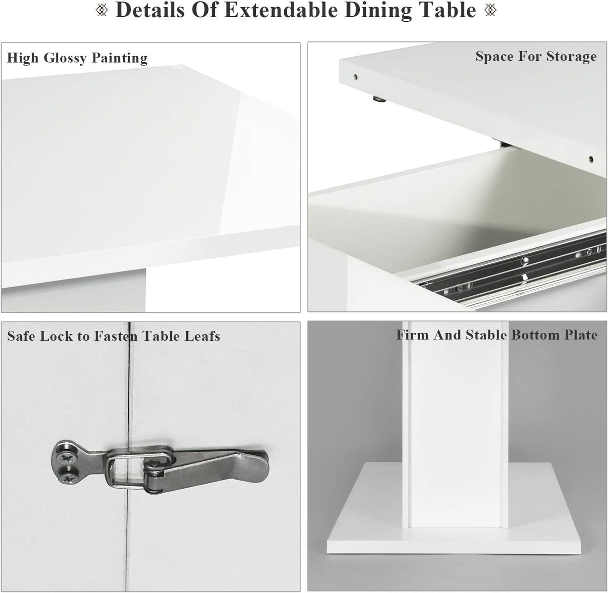 Gloss White Extensible Wooden Dining Table V951