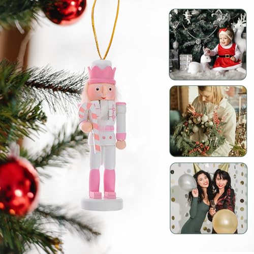 5 Pcs Pink Wooden Nutcracker Ornament Hanging Decorations A161
