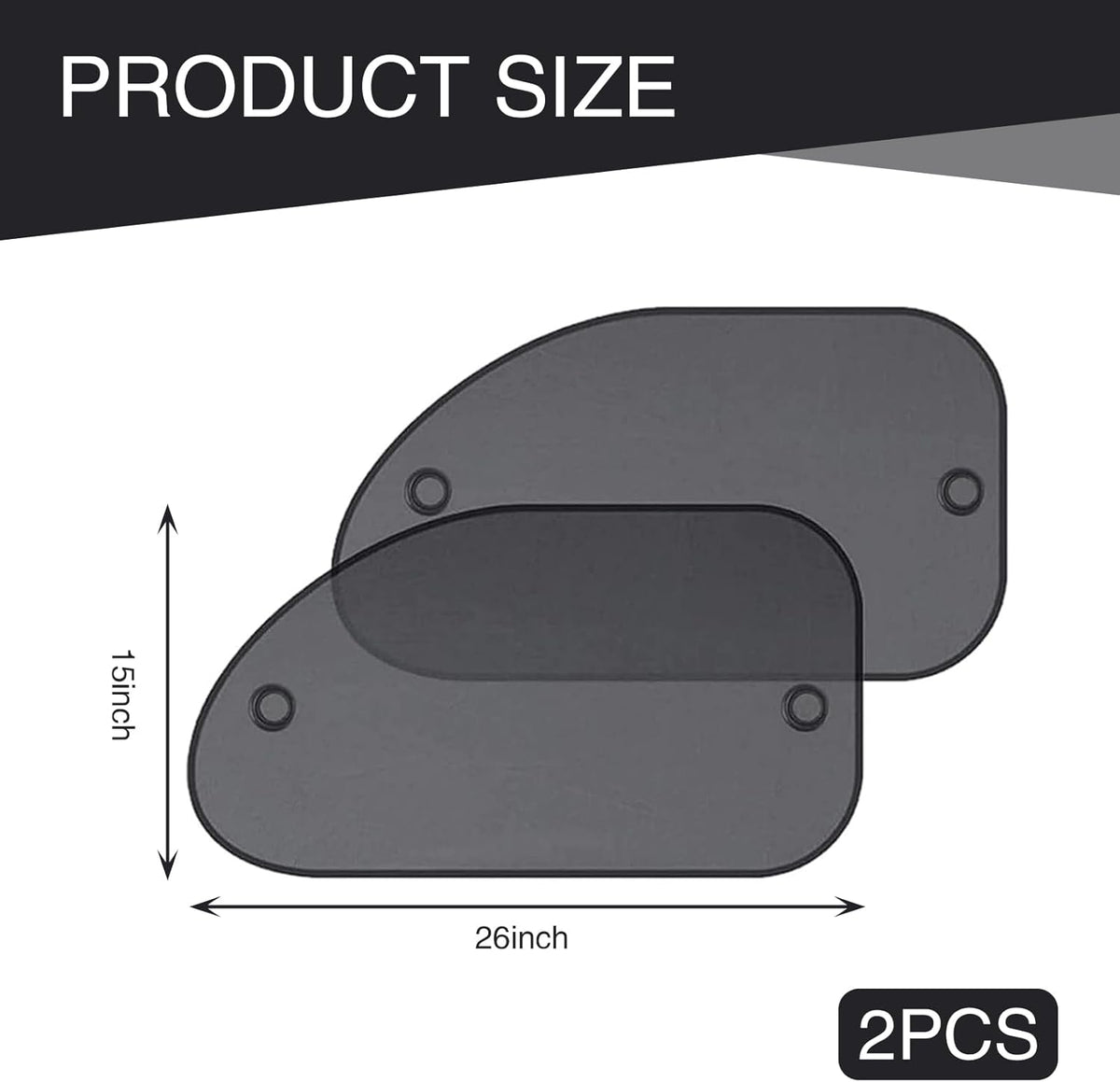 2 PCS 25.59" x 14.96" Black Breathable Mesh Car Window Sun Shade G383