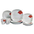 16-Piece White Patterned Ceramic Dinnerware Set G43628