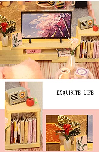 Dollhouse Miniature with Furniture Kit, Handmade DIY House Model H2296