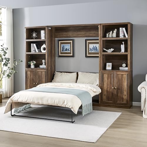 Queen Wooden Murphy Bed, Folding Wall Bed H6994
