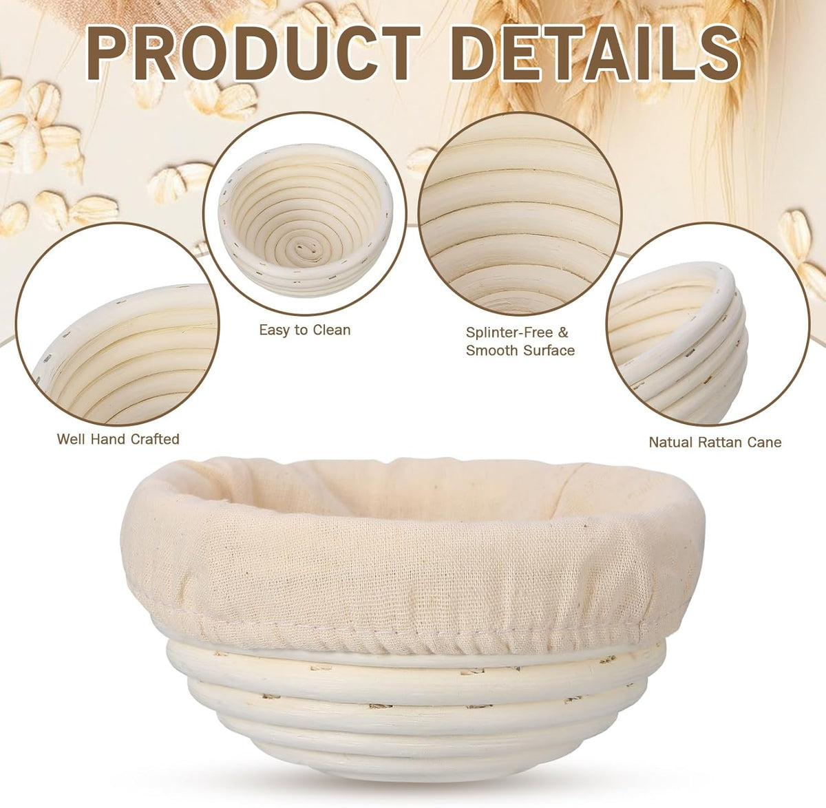 20 Pcs Bread Proofing Basket Set with Linen Liner F896771