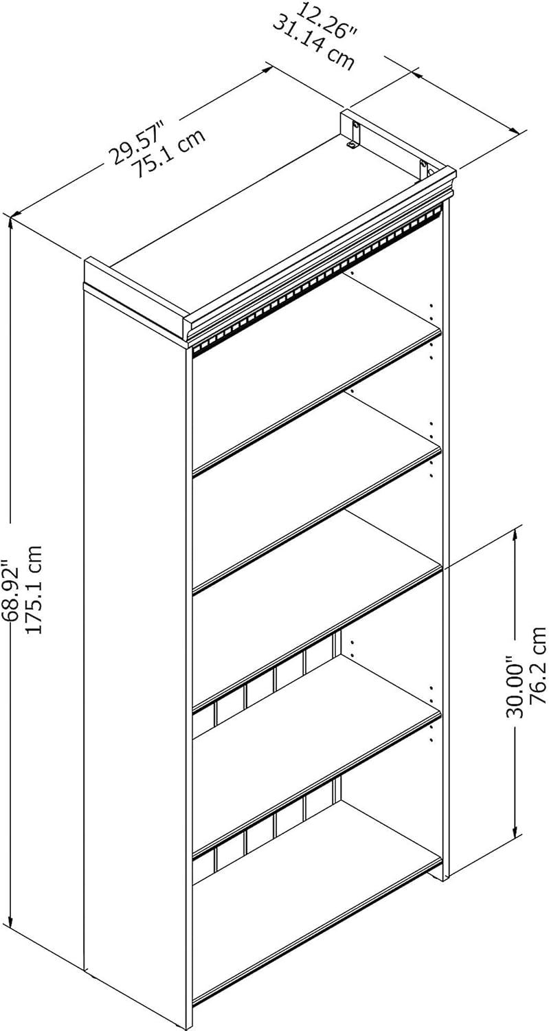5 Shelf Bookcase in Antique Black G326