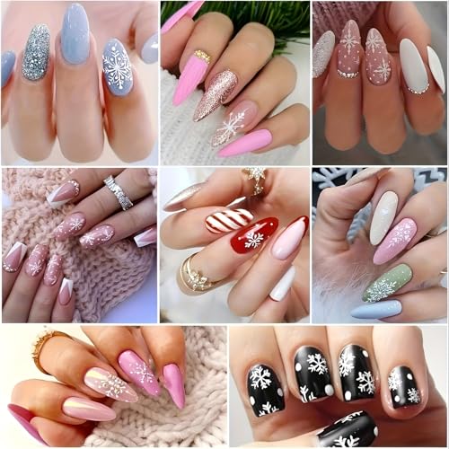 16 Sheets 7 Holiday Nail Art Stickers, Variety Pack All Season Nail Decals with Tweezers, 3D Self-Adhesive Nail Decoration S378920