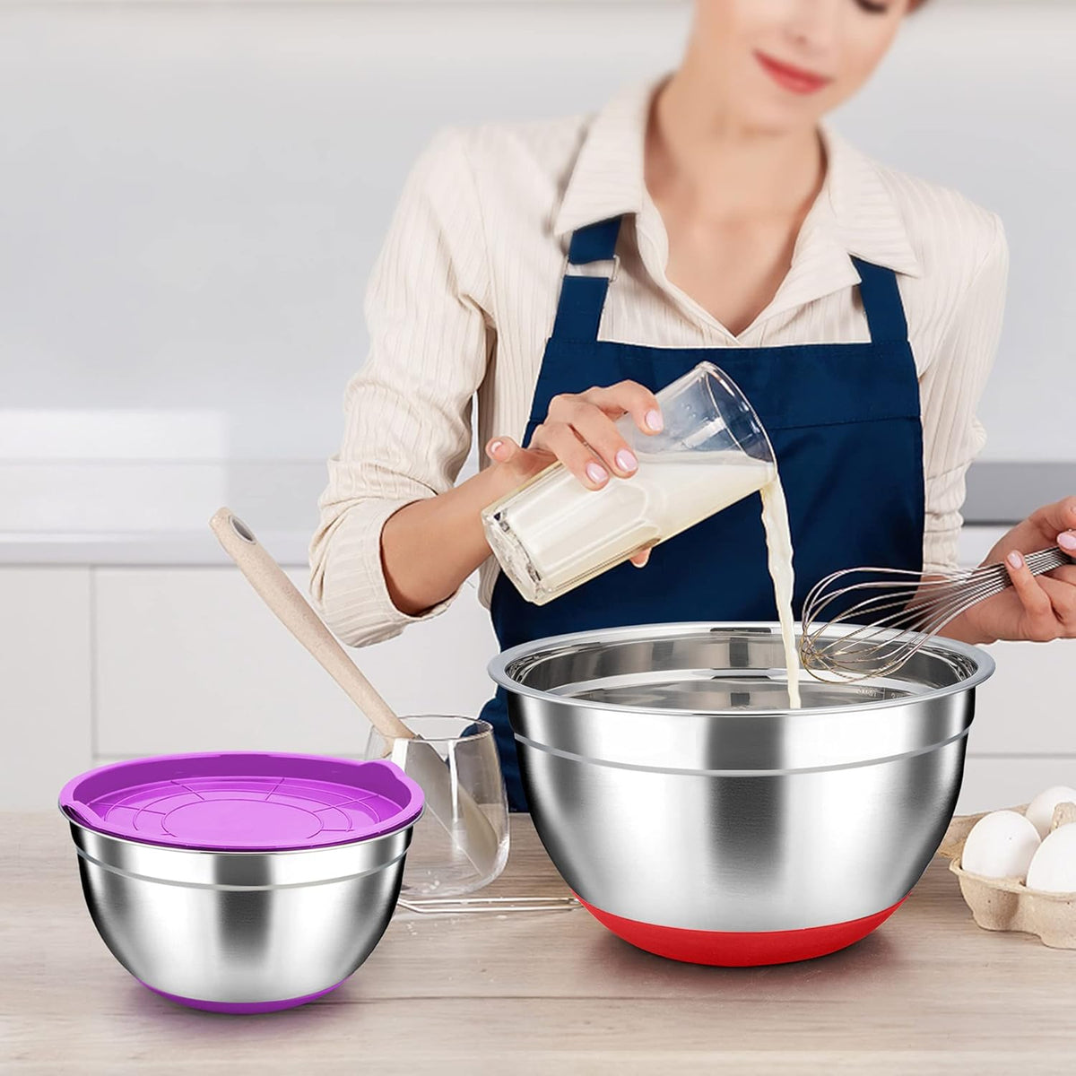Stainless Steel Mixing Bowls with Lids, Set of 6 L892