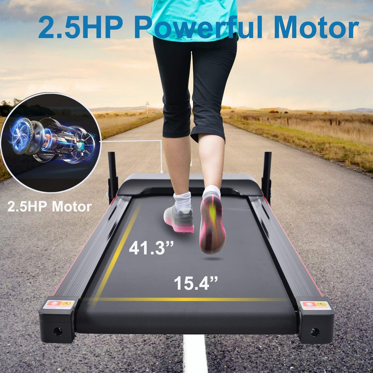 Compact Foldable Electric Treadmill with Incline and Bluetooth U52902