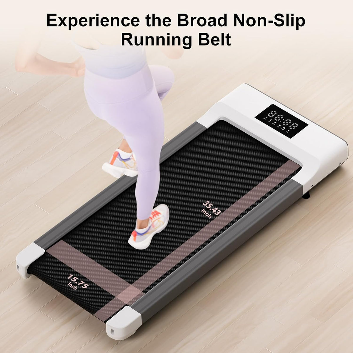 White 45.12" L Under Desk Treadmill with Remote Control LED Display M25022