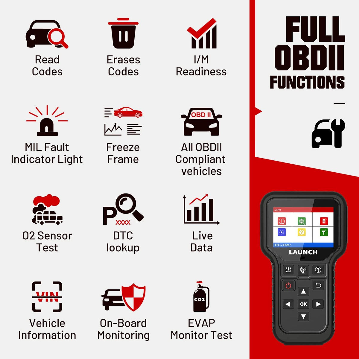 TPMS Relearn Tool + OBD2 Scanner Code Reader D55680