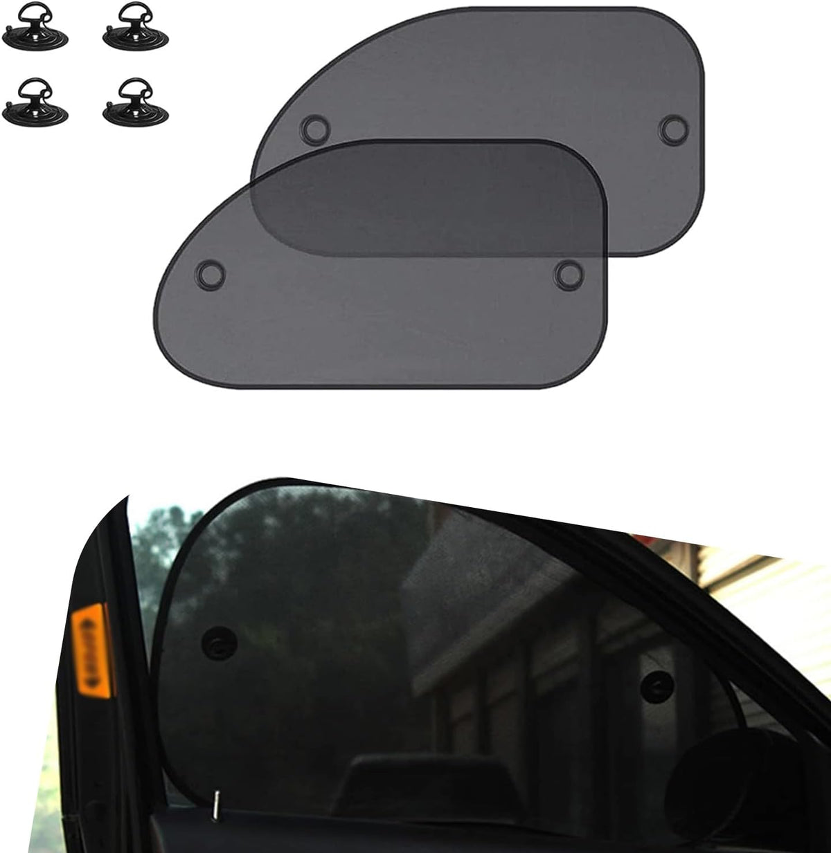 2 PCS 25.59" x 14.96" Black Breathable Mesh Car Window Sun Shade G383