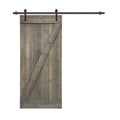 Weather Gray Solid Knotty Pine Wood Interior Sliding Barn Door with Hardware Kit S7865