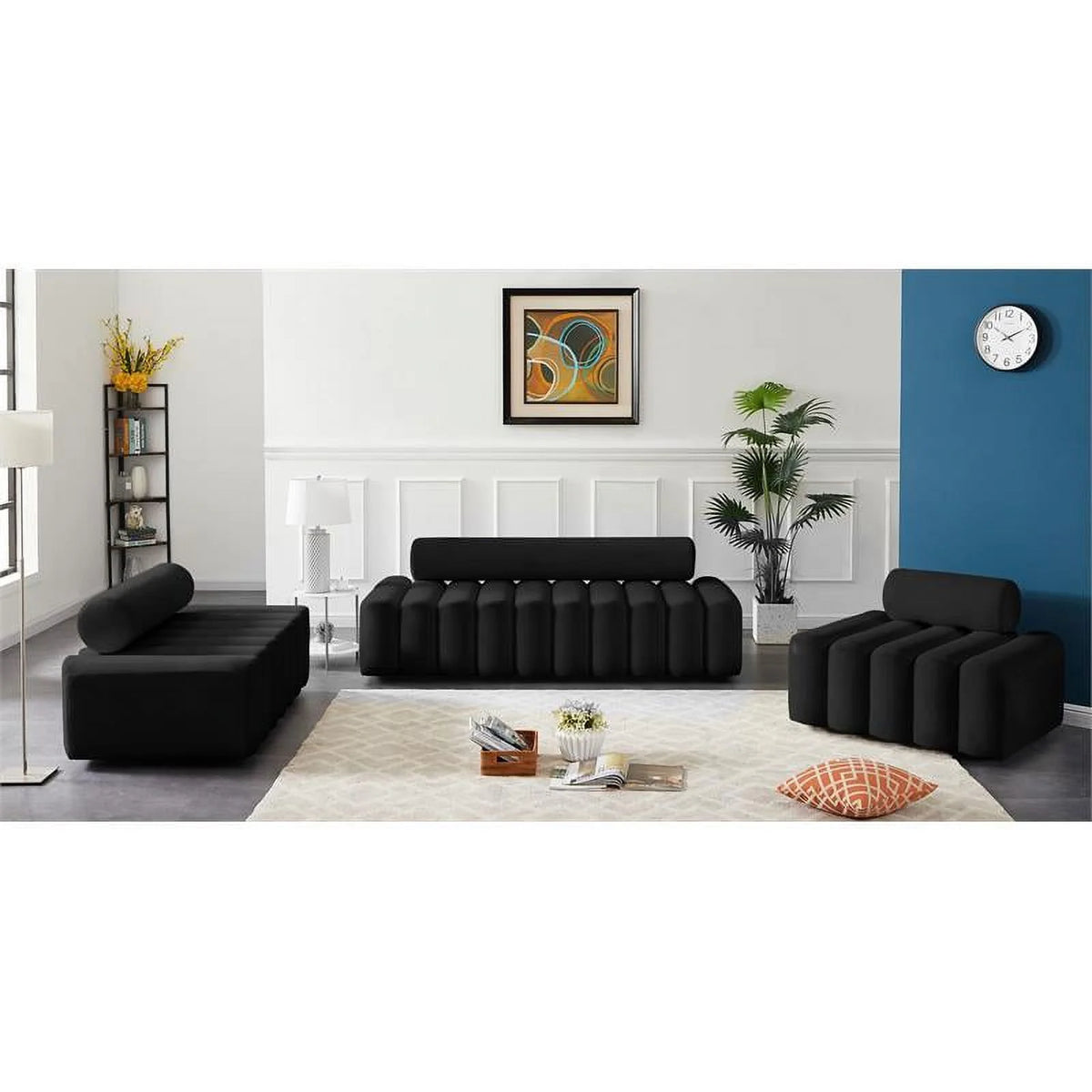 Black Velvet Upholstered Sofa Z10388