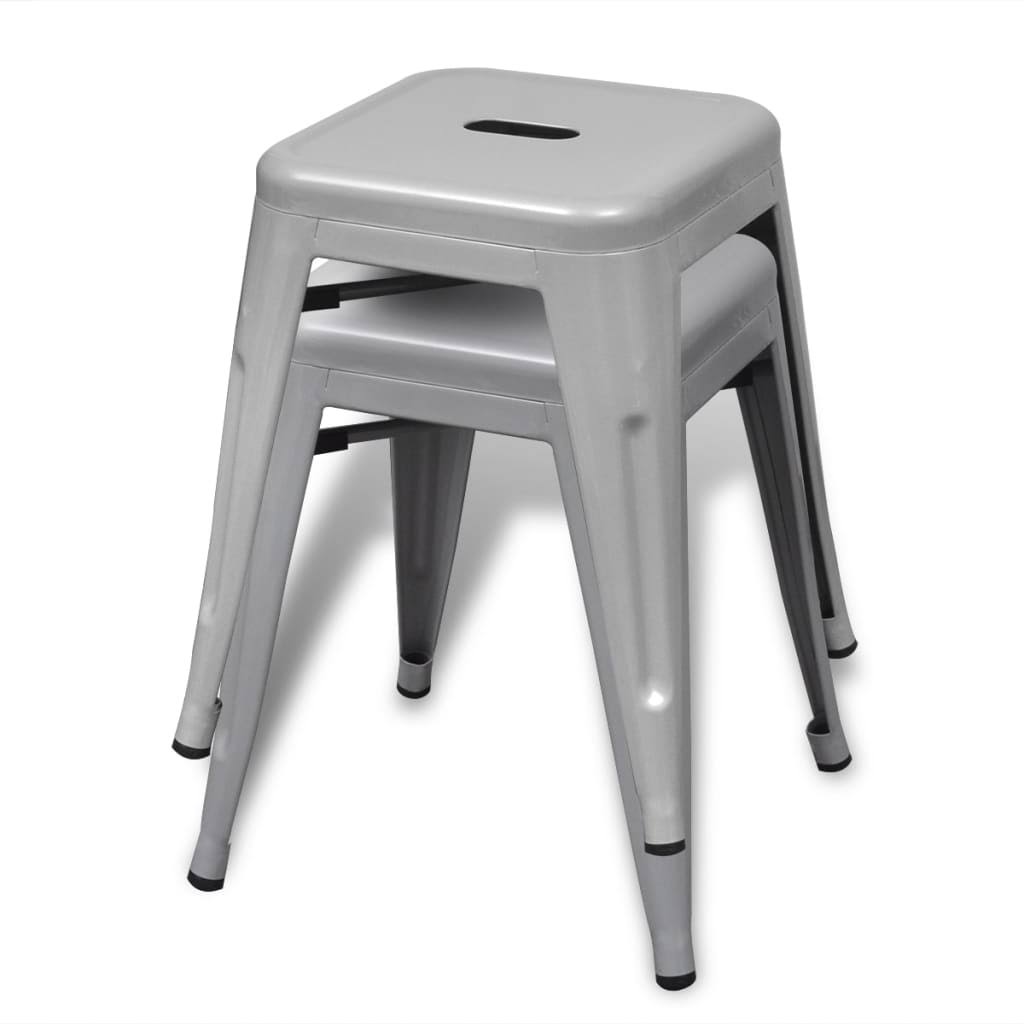 2 Pcs Stackable Metal Black Stools Y6053