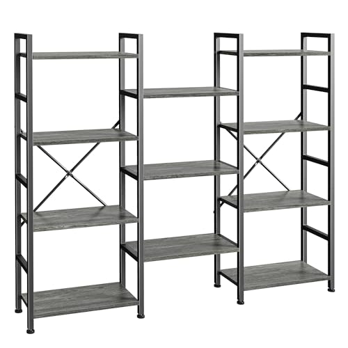 4 Tier Rustic Brown Bookshelf with 11 Open Shelves D7824