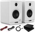 White 3" Bluetooth Studio Monitor Speakers 2-Pack with Isolation Pads N6507
