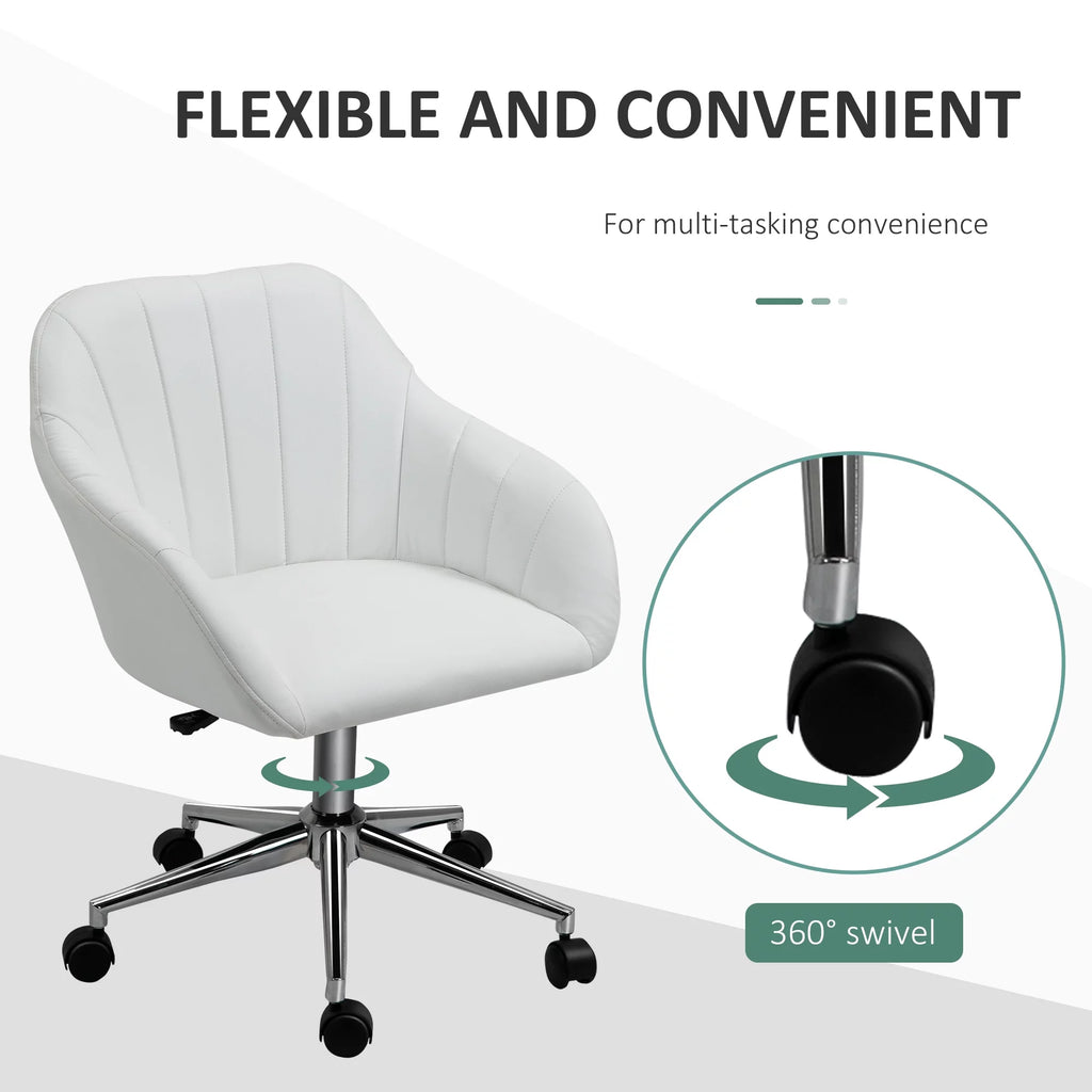 White Steel Task Chair with Swivel and Adjustable Height E23601