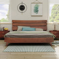 Queen Walnut Solid Wood Bed Frame with Headboard A525
