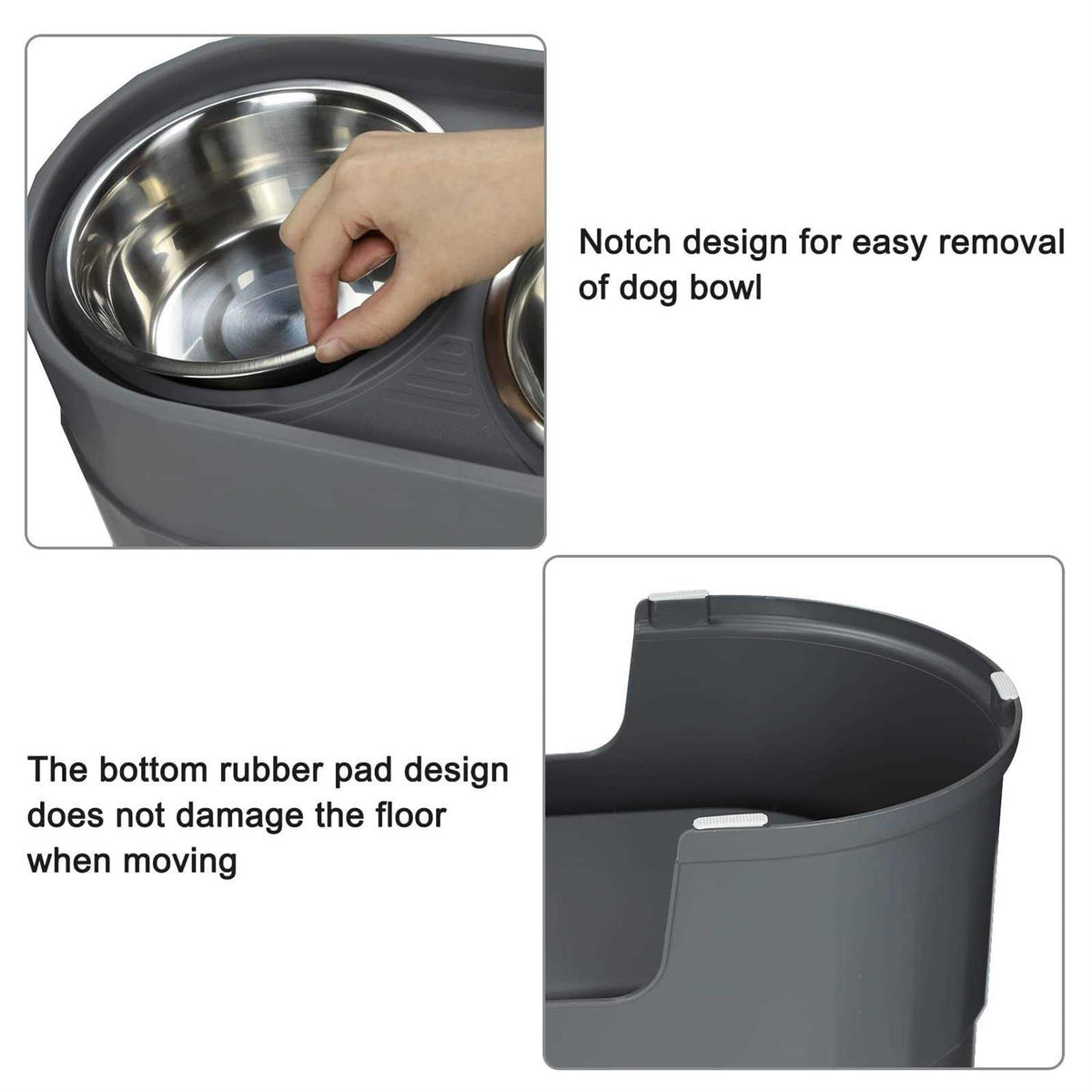 Raised Stainless Steel Dog Bowls Adjustable Double Bowl with Stand F400108
