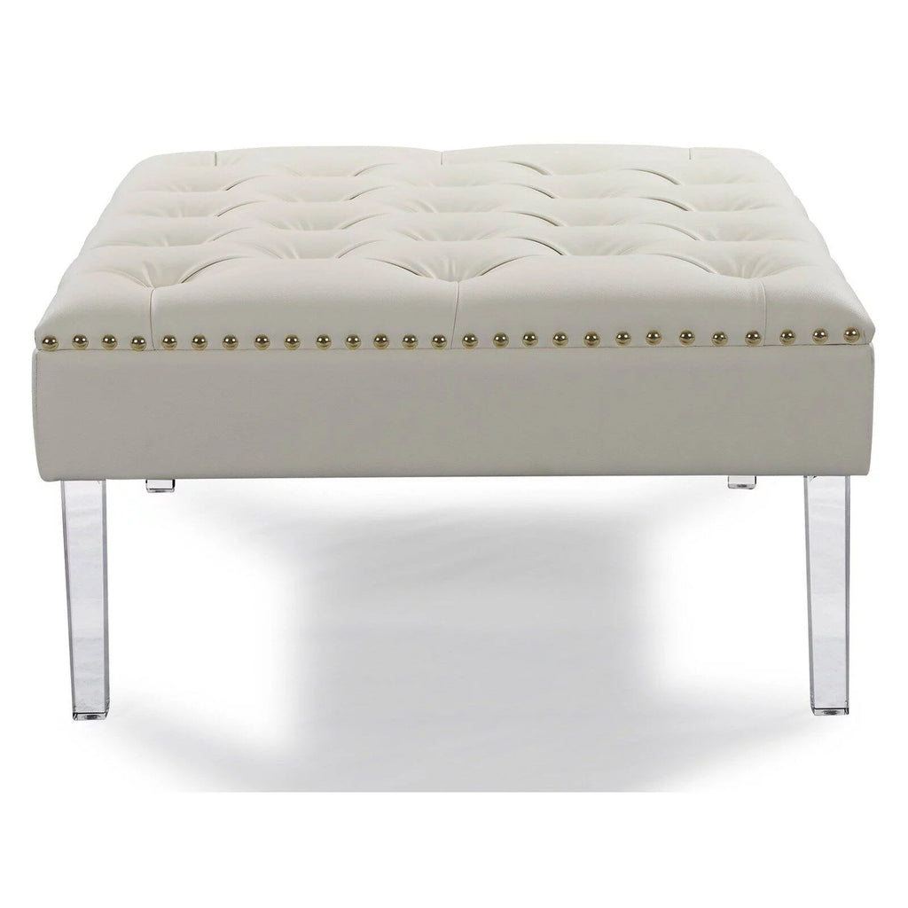 Square Tufted PU Leather Upholstered Ottoman I584
