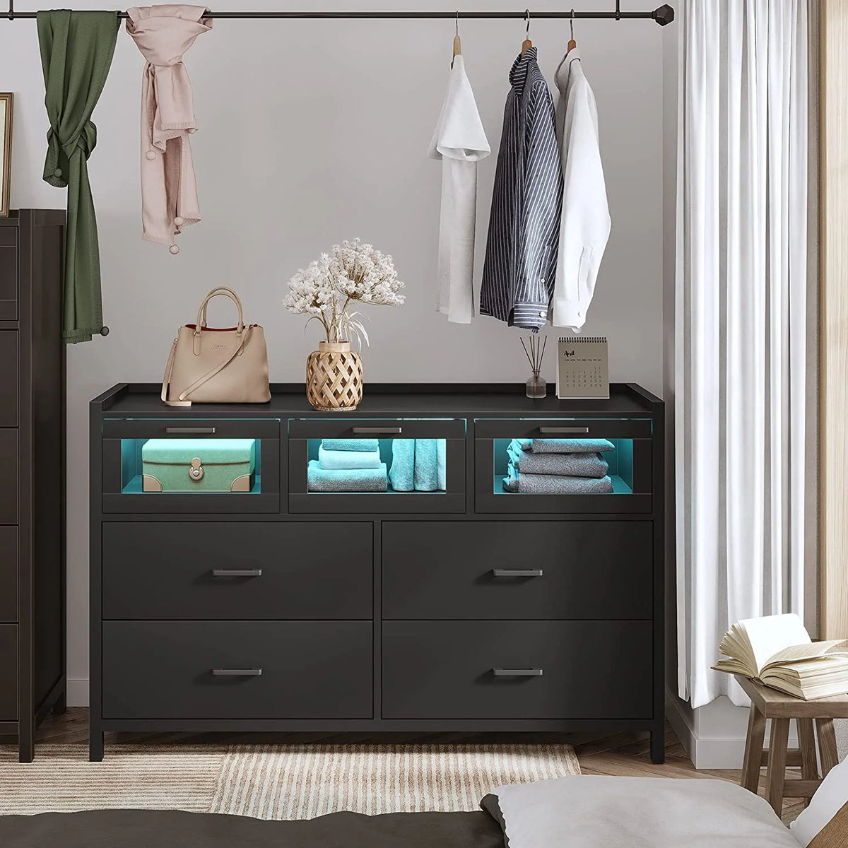White 7 Drawer Wooden Dresser N605