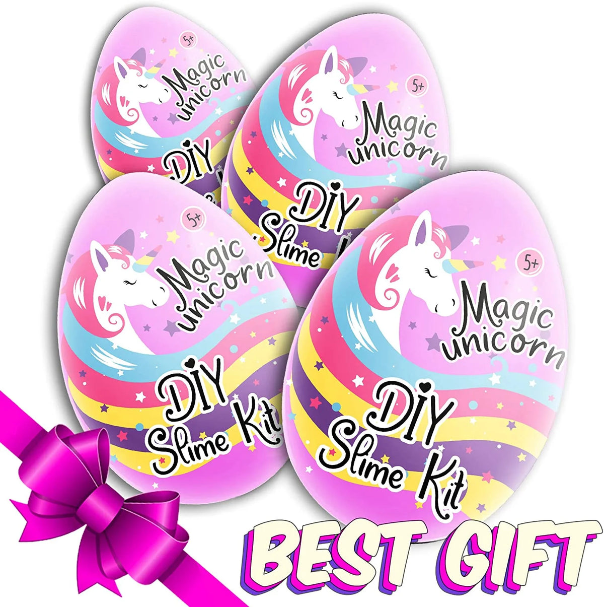 Unicorn Surprise Slime Egg Bundle 4 Pack Variety Slime Making Kit with Butter, Cloud, Glitter, Stardust Slime B26928