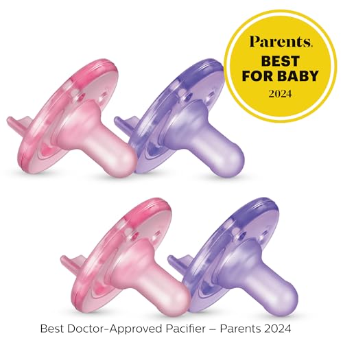 0-3 Months Orthodontic Silicone Pacifiers, Green, 4 Pack N614