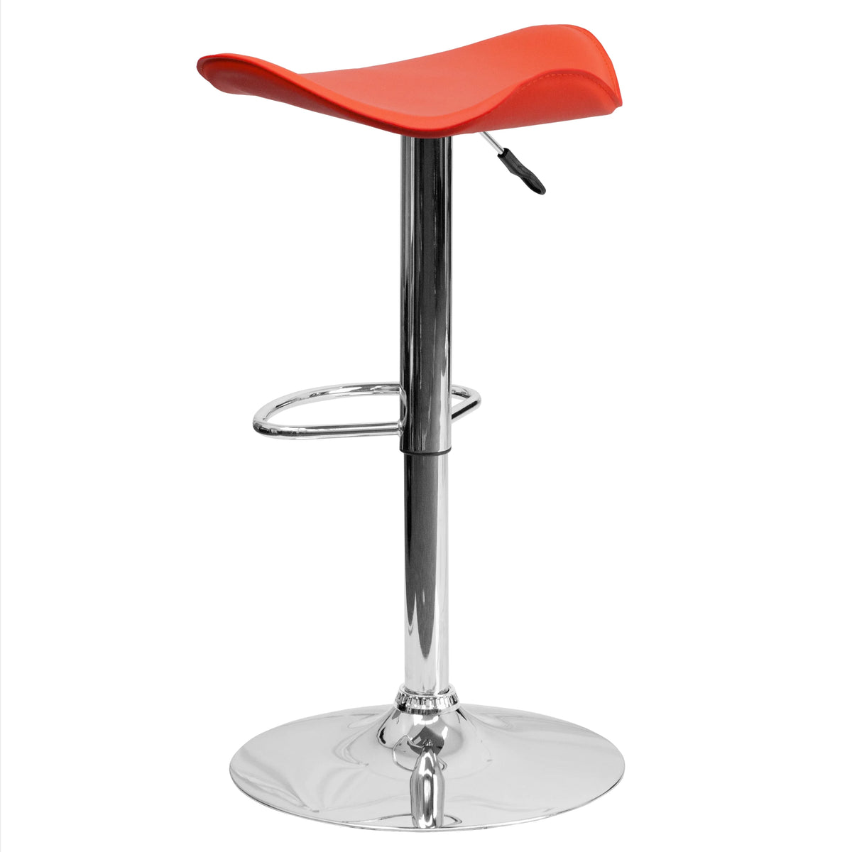 Orange Vinyl Adjustable Height Barstool with Chrome Base V76401