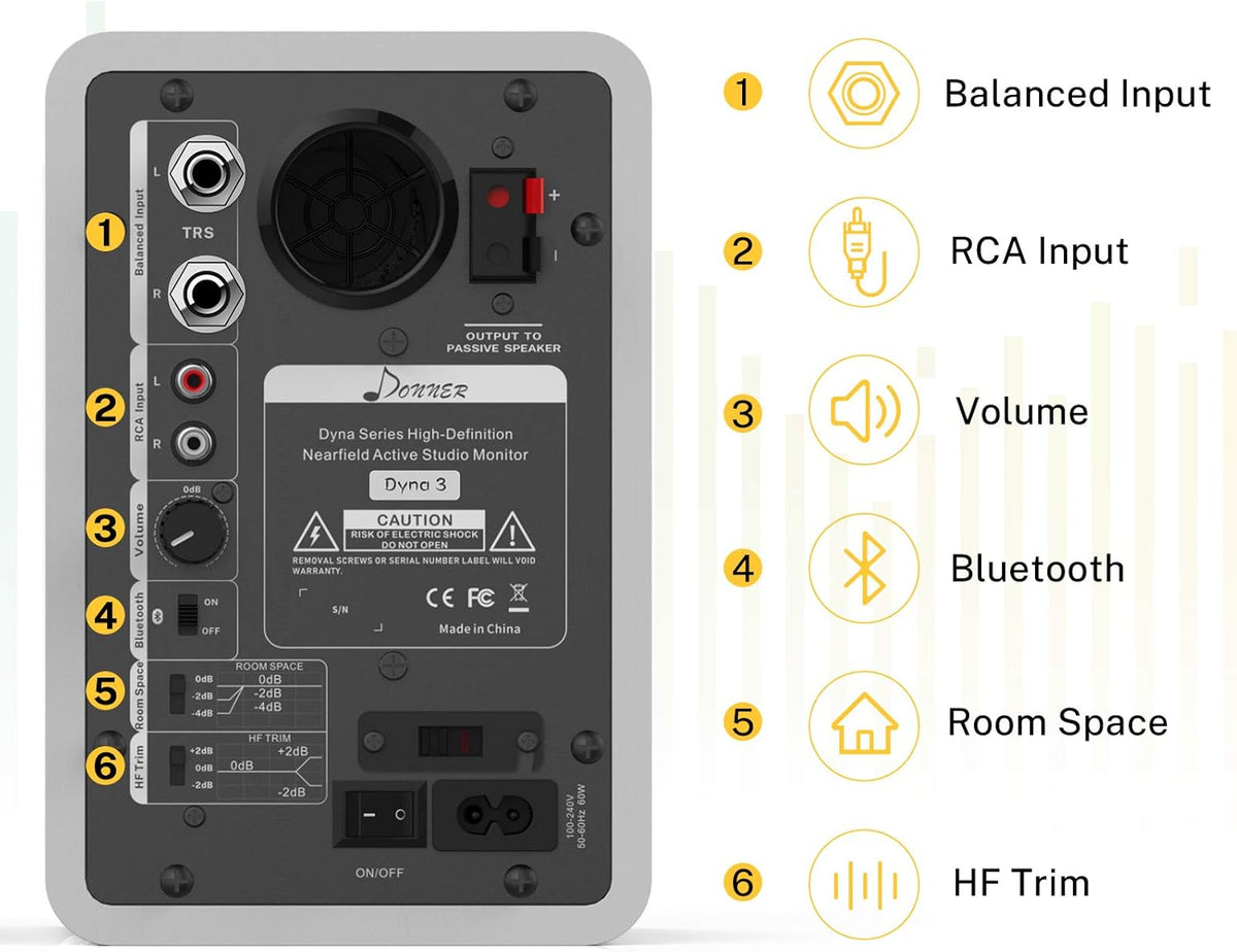 White 3" Bluetooth Studio Monitor Speakers 2-Pack with Isolation Pads N6507