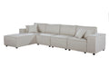 Cream Beige Linen Sofa with Reversible Chaise I327904