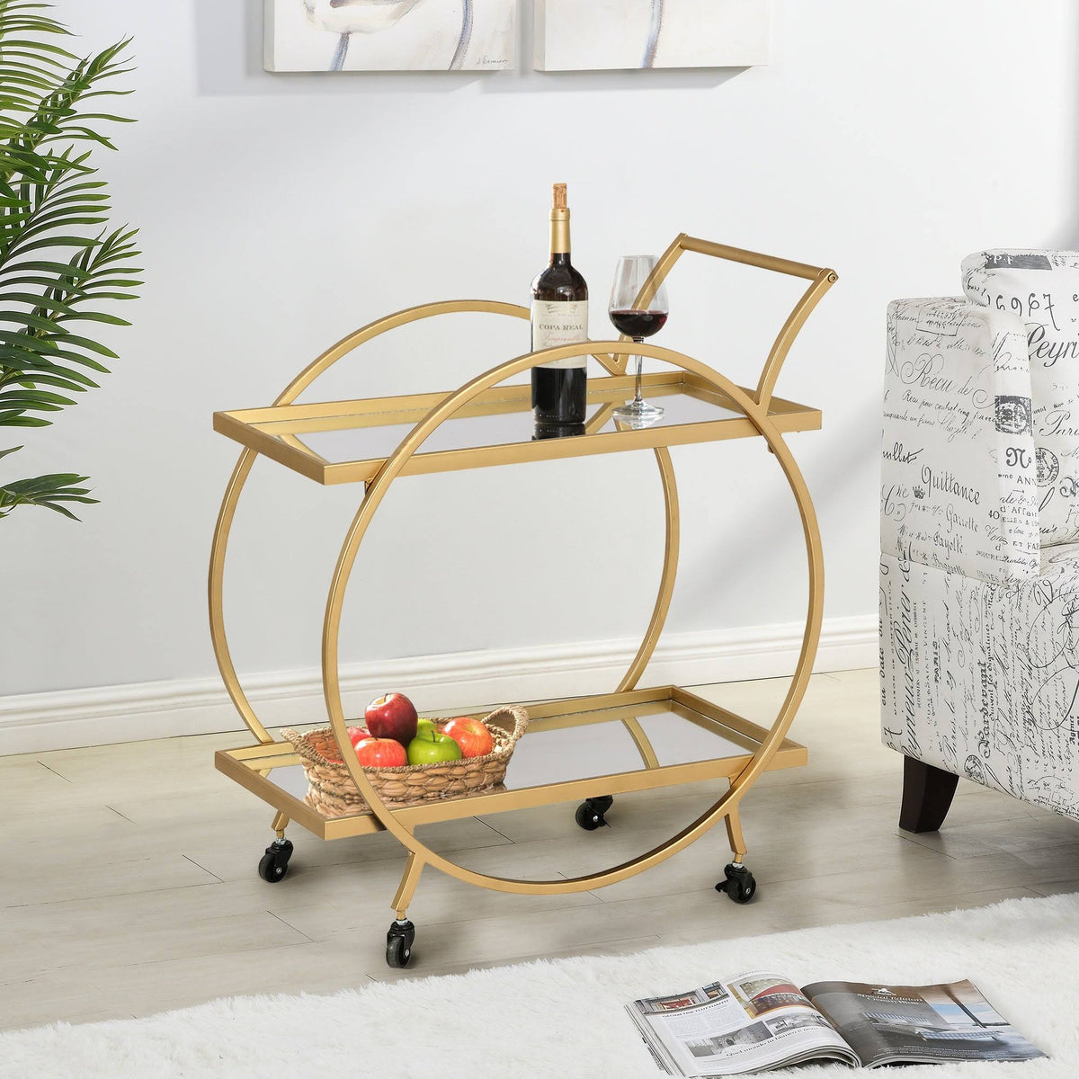 Gold Metal Bar Cart Y885