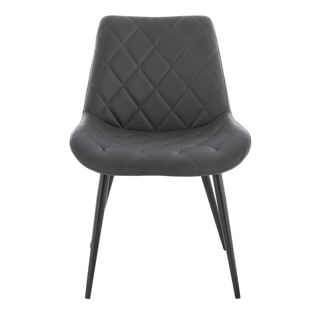 Gray Black Faux Leather Dining Chair Set of 2 Y960450