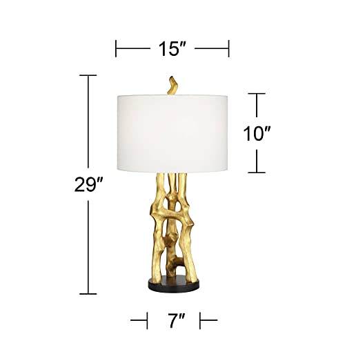 Modern Gold End Table Lamp with White Shade Z58928