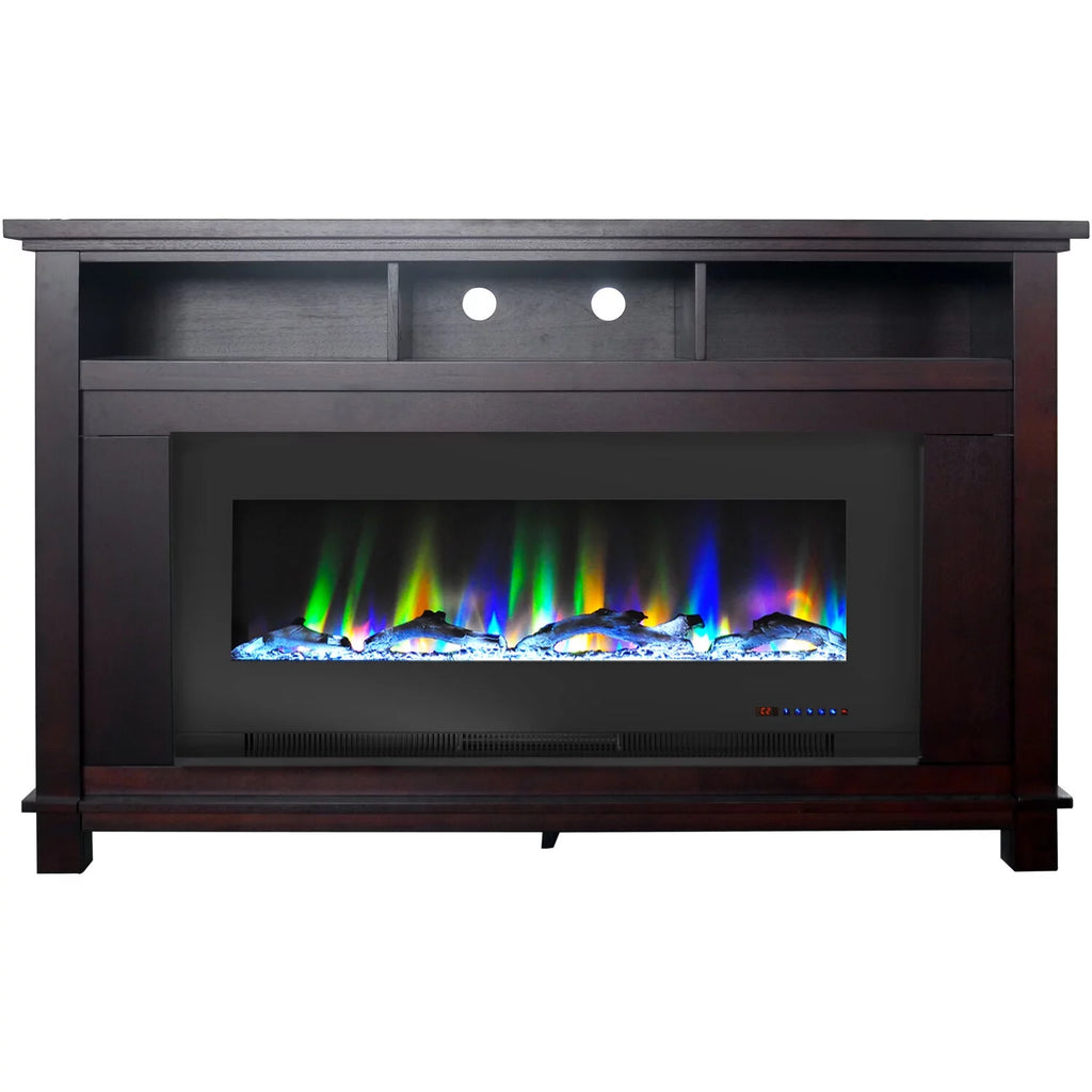 Mahogany Electric Fireplace TV Stand with LED Heater Insert V266