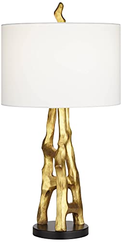 Modern Gold End Table Lamp with White Shade Z58928