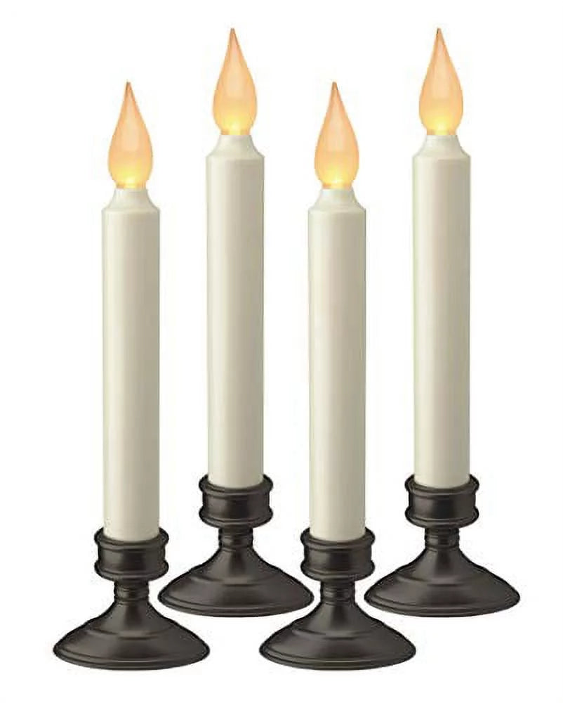 Battery Operated LED Window Candle with Dusk to Dawn Light Sensor, Amber Flicker Flame, 4 Pack G994375