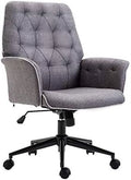 Dark Grey Tufted Linen Home Office Desk Chair U97025