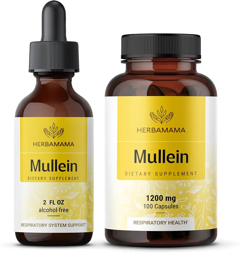 Mullein Leaf Extract Kit 2 fl oz Tincture and 1200 mg Capsules Vegan Non-GMO A669817